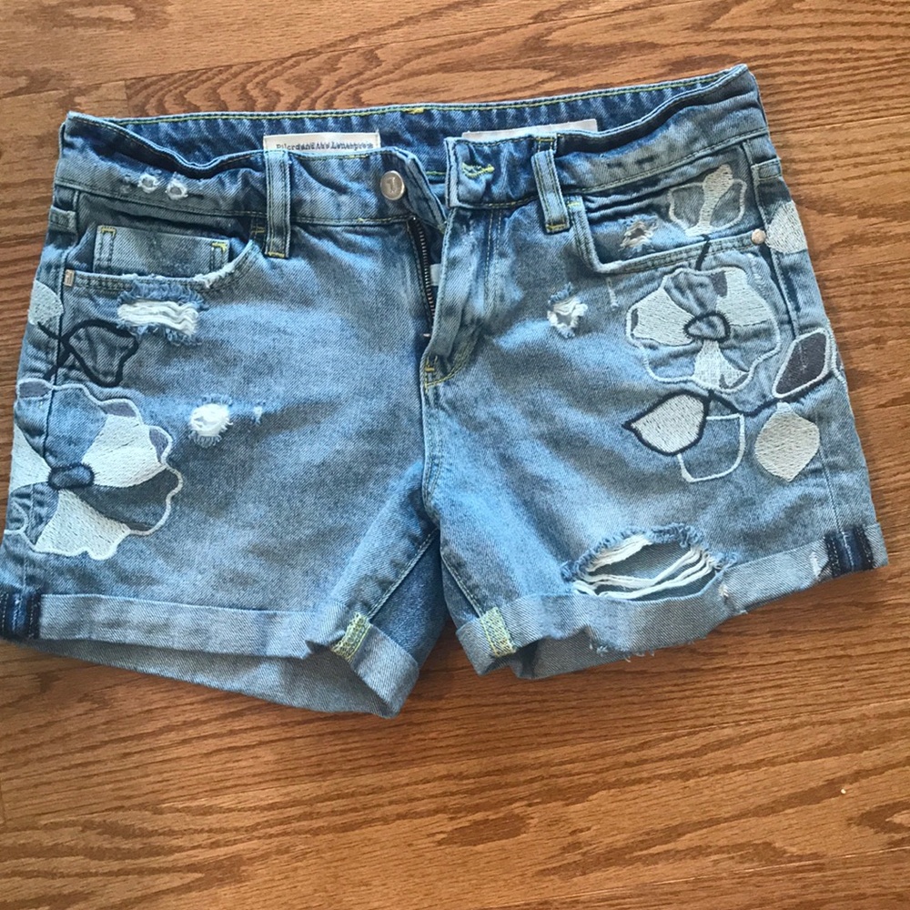 Anthropologie Embroidered Jean Shorts